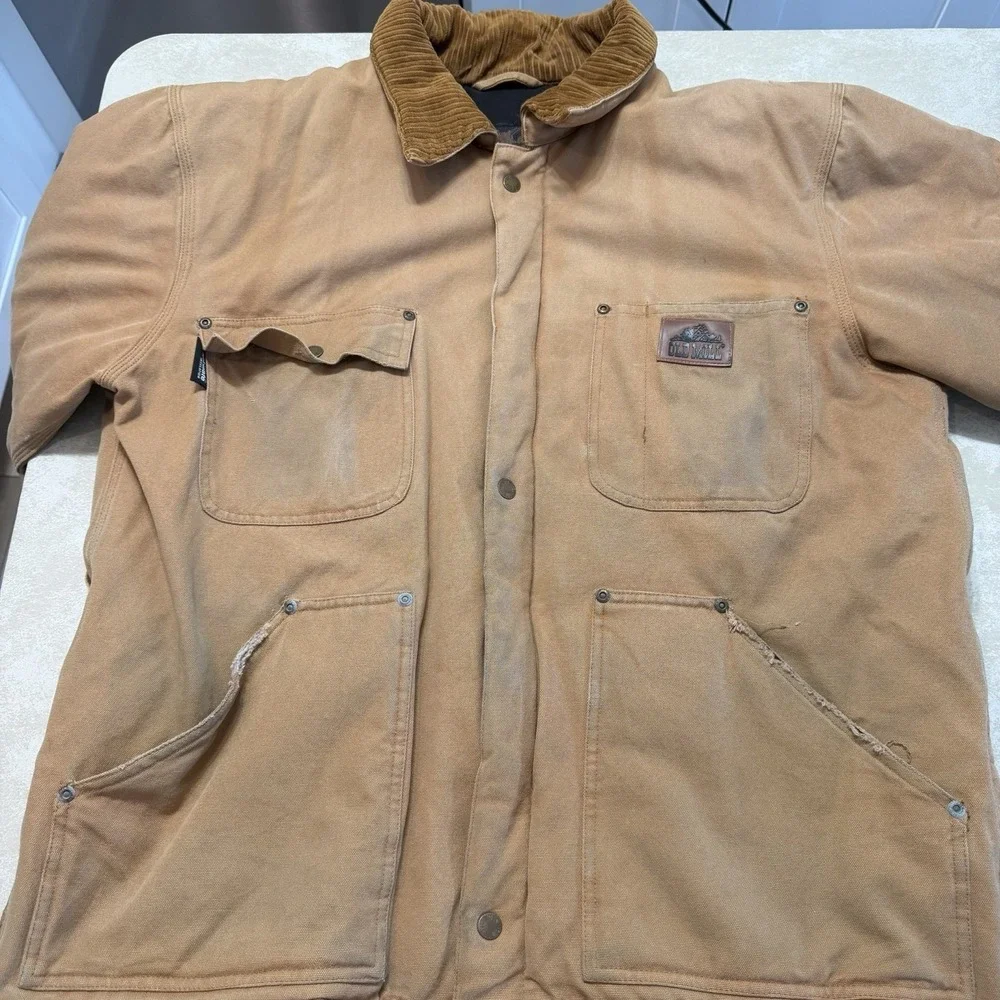Old Mill Mens Insulated Duck Canvas Workwear Jacket Thinsulate Corduroy Collar M